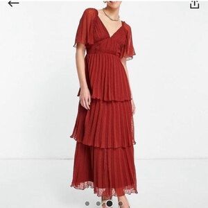 Elegant Burnt Orange Tiered Maxi Dress